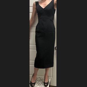 Norisol Ferrari classic black cocktail dress, wool & silk, size 2